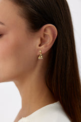 Gold Ice Skate Dangle Earrings with CZ Stones | 925 Sterling Silver | Winter Wonderland Jewelry