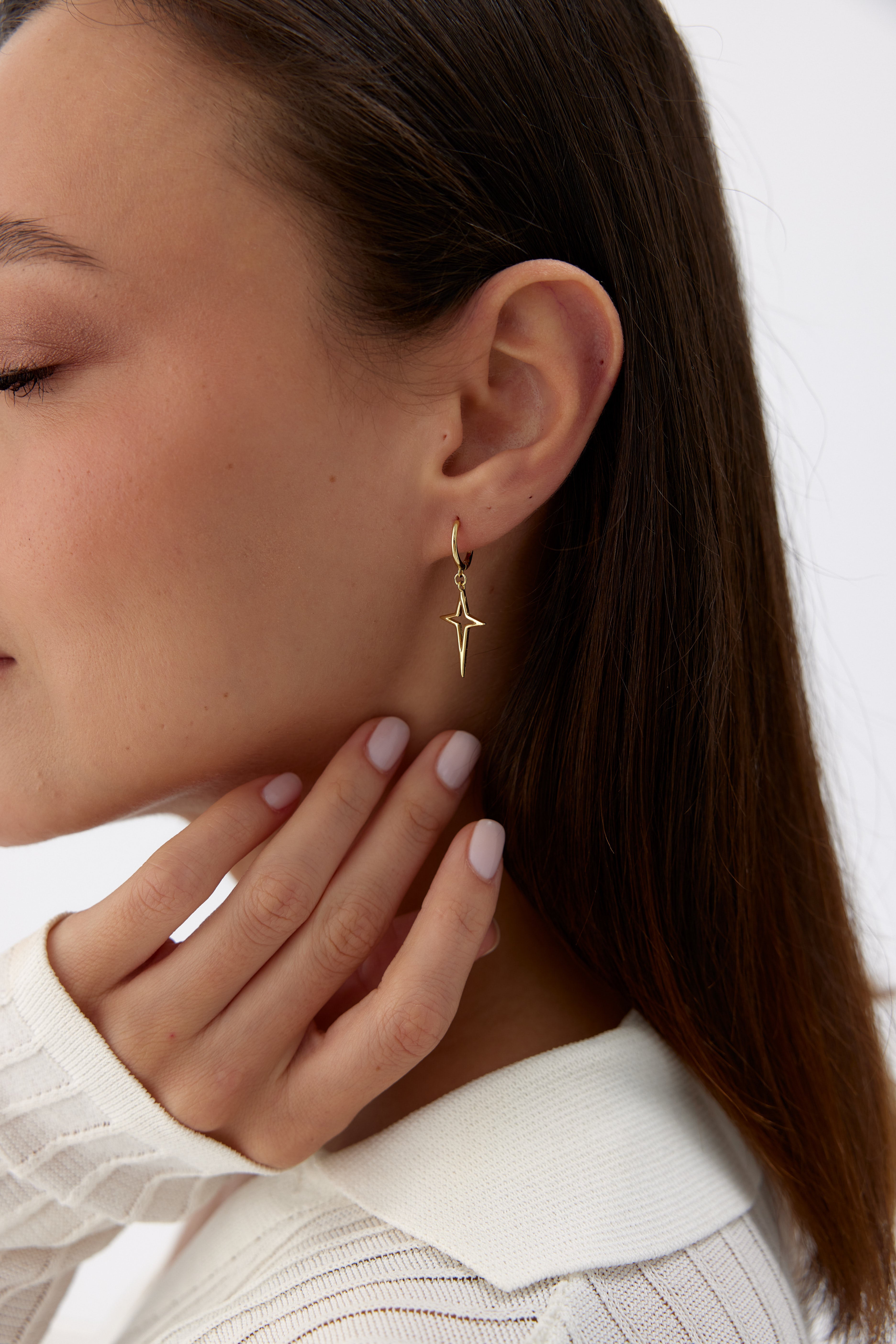 Polaris Star Earrings | 18K Gold-Plated 925 Sterling Silver | Modern Minimalist Jewelry
