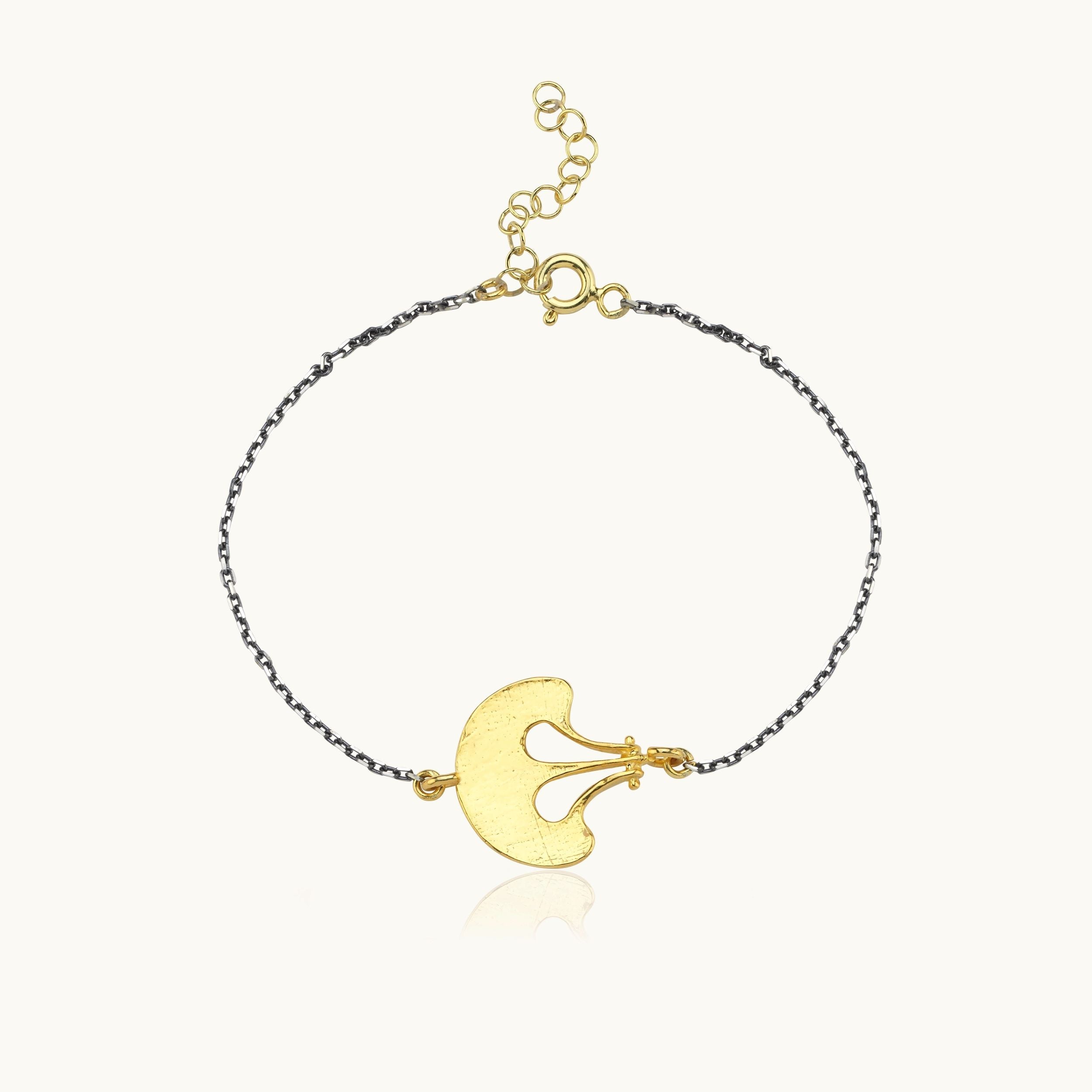 Ginkgo Leaf Bracelet, 18K Gold-Plated Sterling Silver