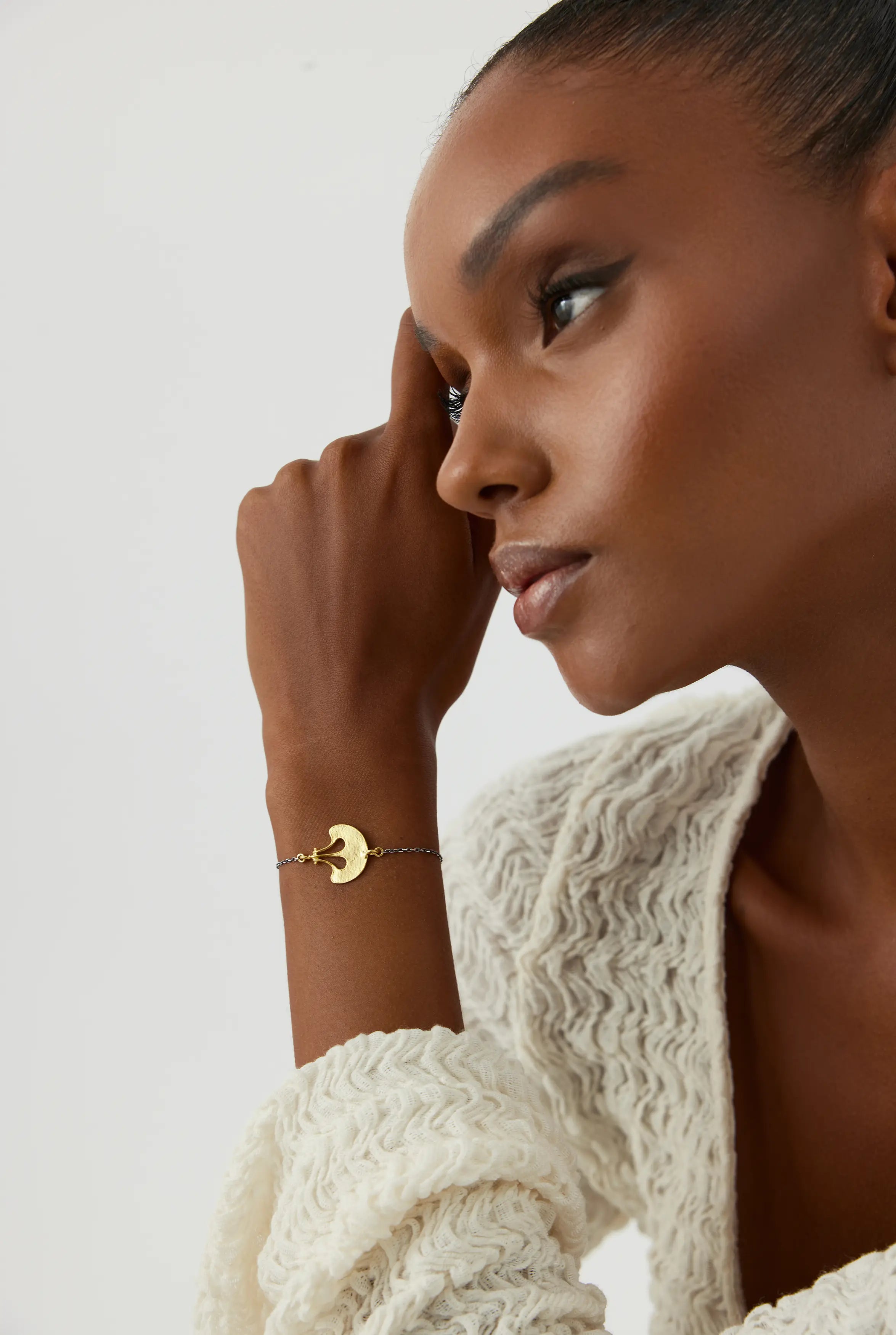 Ginkgo Leaf Bracelet, 18K Gold-Plated Sterling Silver