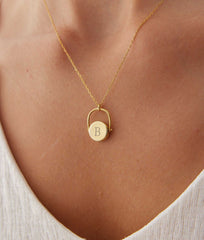 Rotating Letter Spinner Medal Necklace