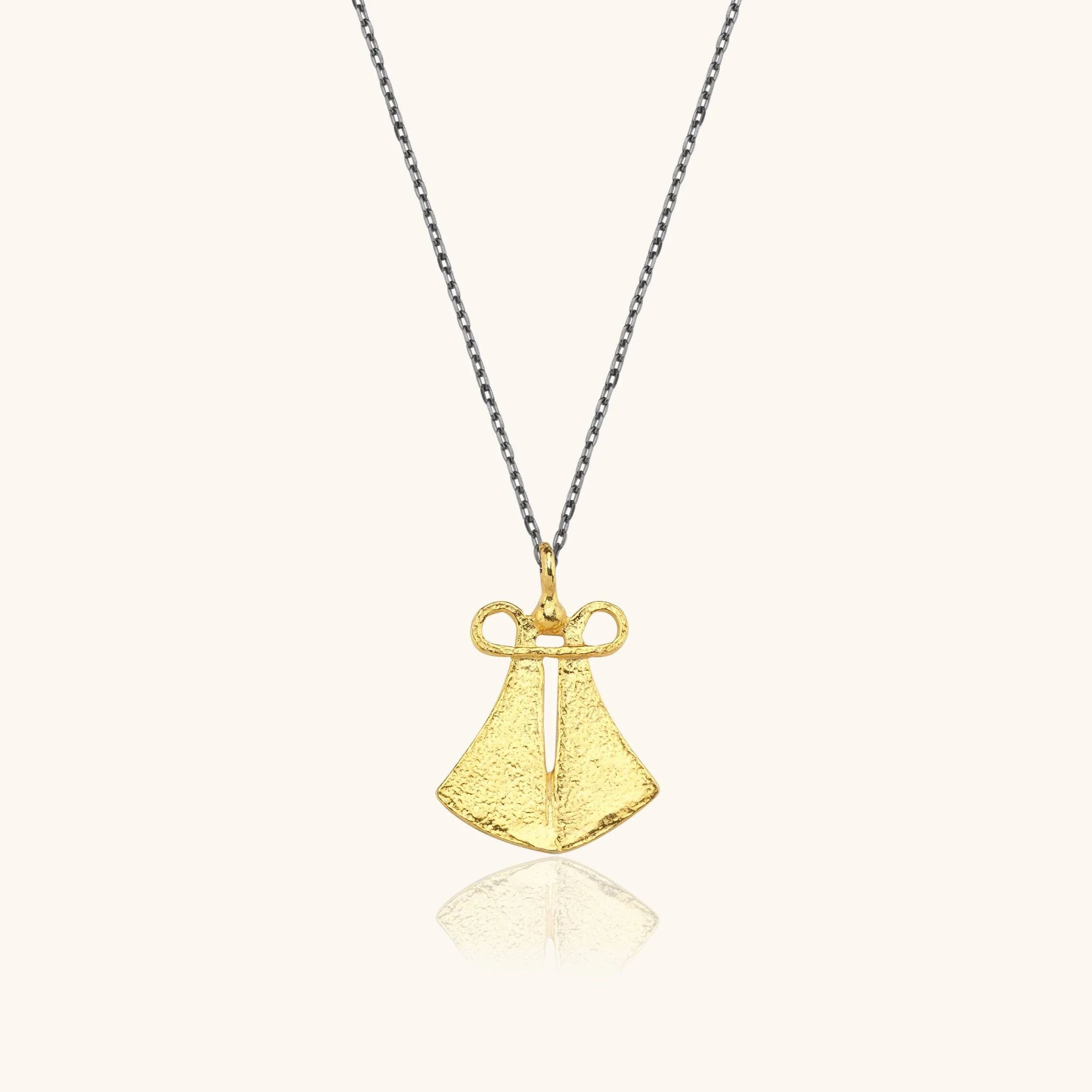 Ancient Cloak Sword Pendant Necklace, 18K Gold-Plated Oxidized Sterling Silver