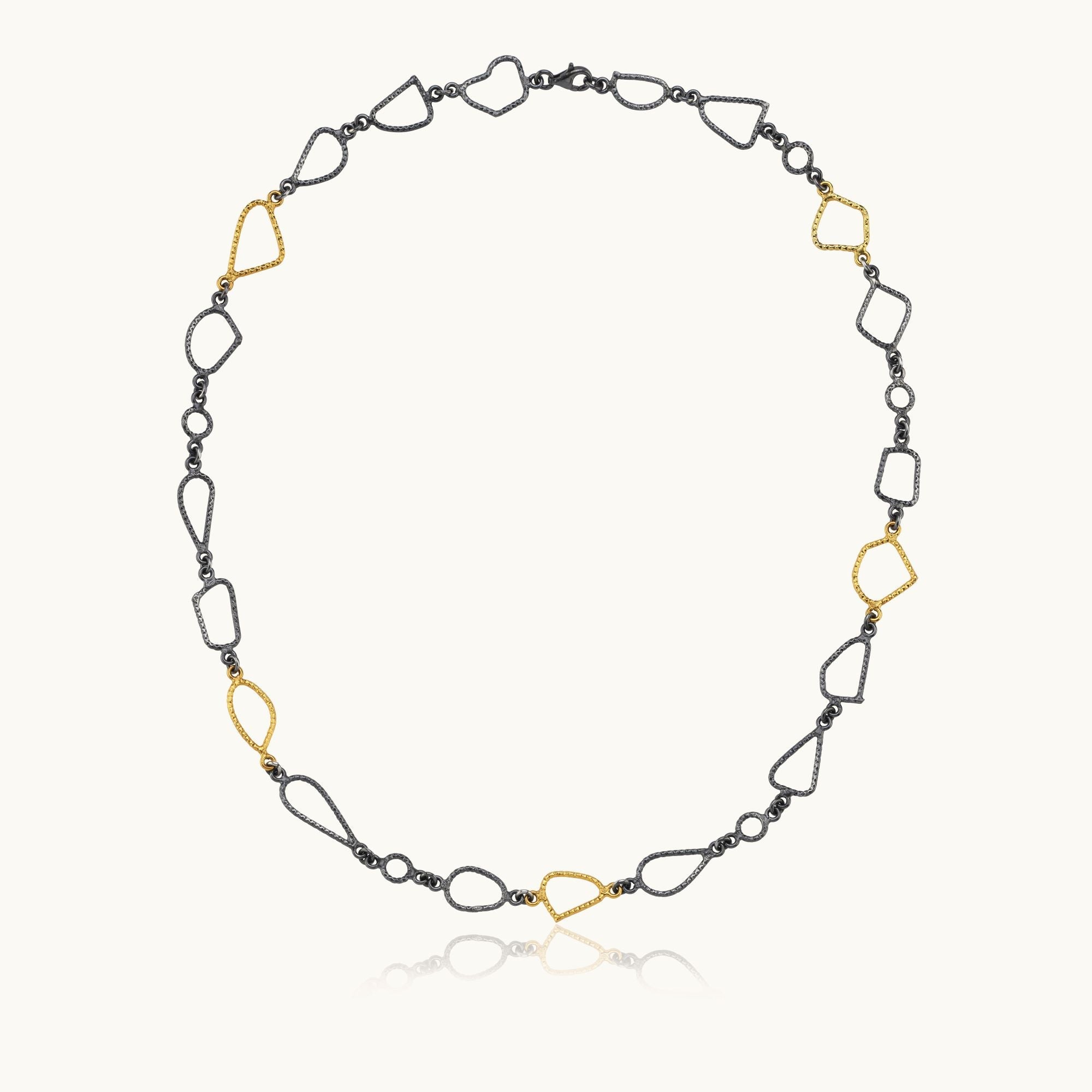 Ancient Design Chain Necklace, 18K Gold-Plated Oxidized Sterling Silver