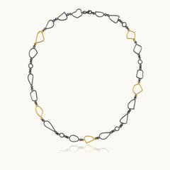 Ancient Design Chain Necklace, 18K Gold-Plated Oxidized Sterling Silver