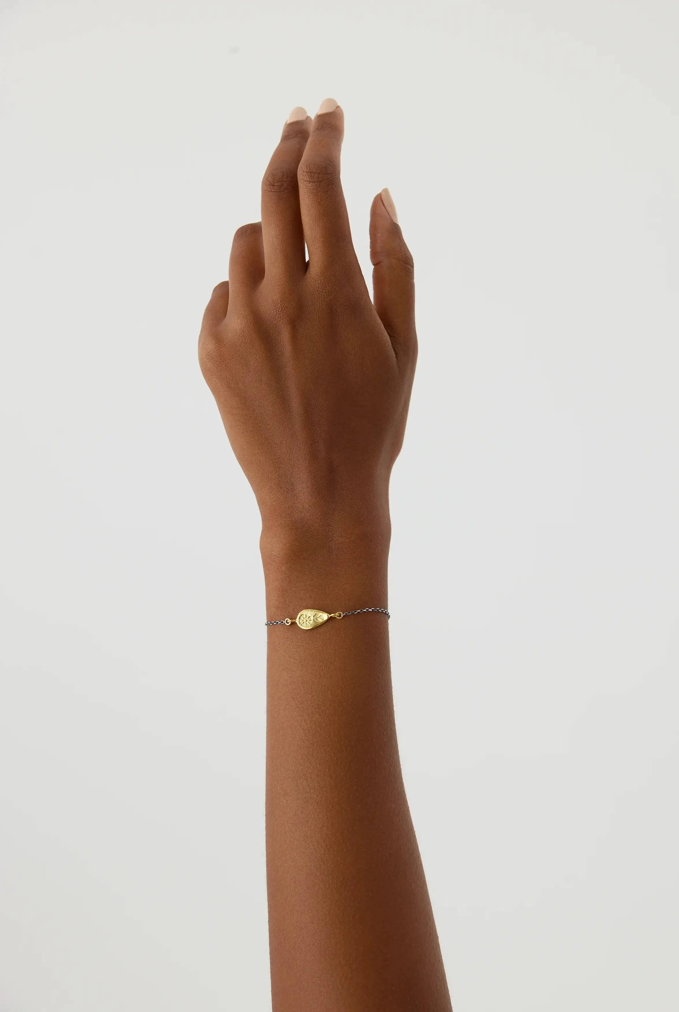 Ancient Sword Flower Bracelet, 18K Gold-Plated Oxidized Sterling Silver