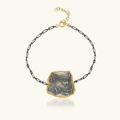 Ancient Symbol Bracelet – 18K Gold-Plated Sterling Silver with Black Chain