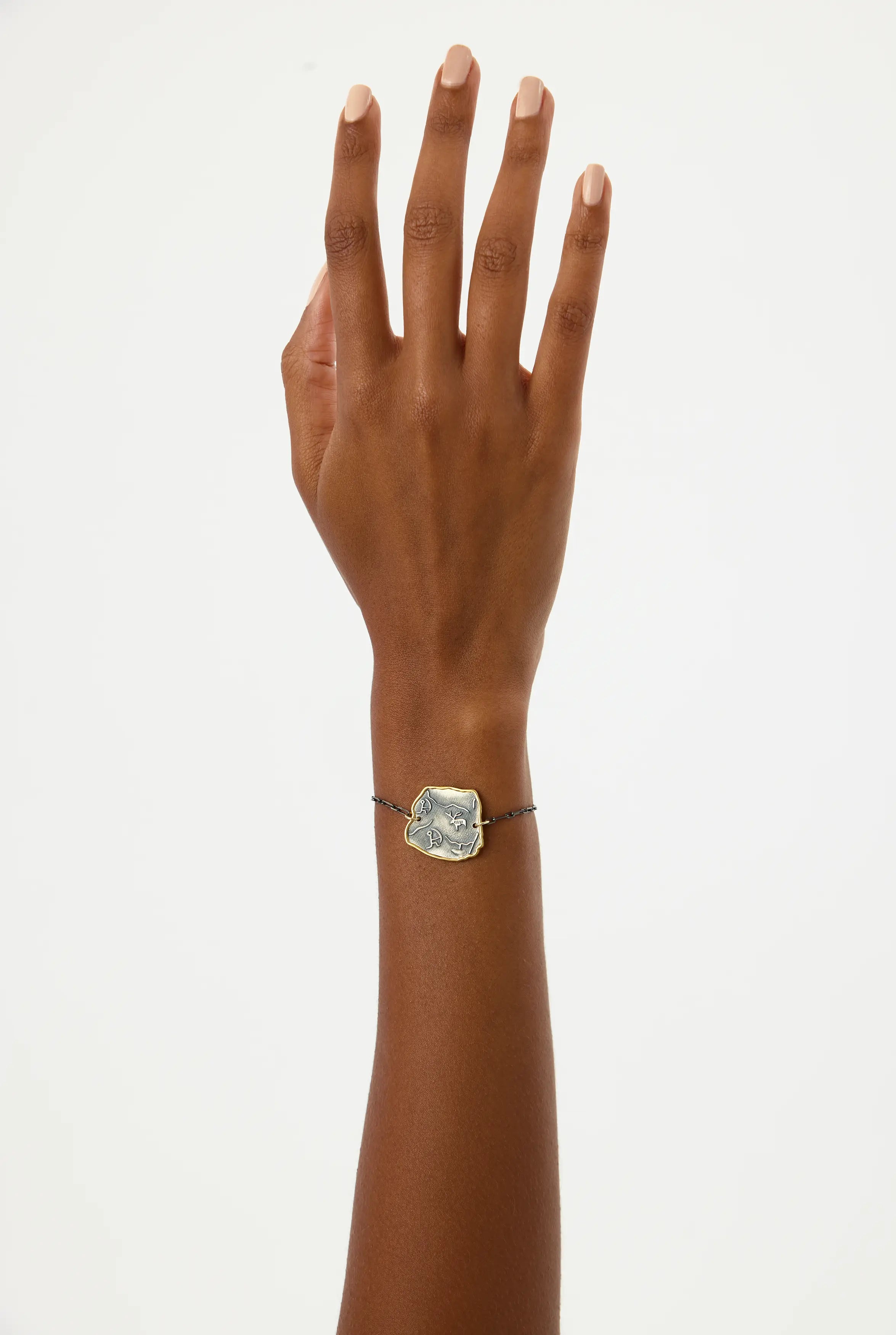 Ancient Symbol Bracelet – 18K Gold-Plated Sterling Silver with Black Chain