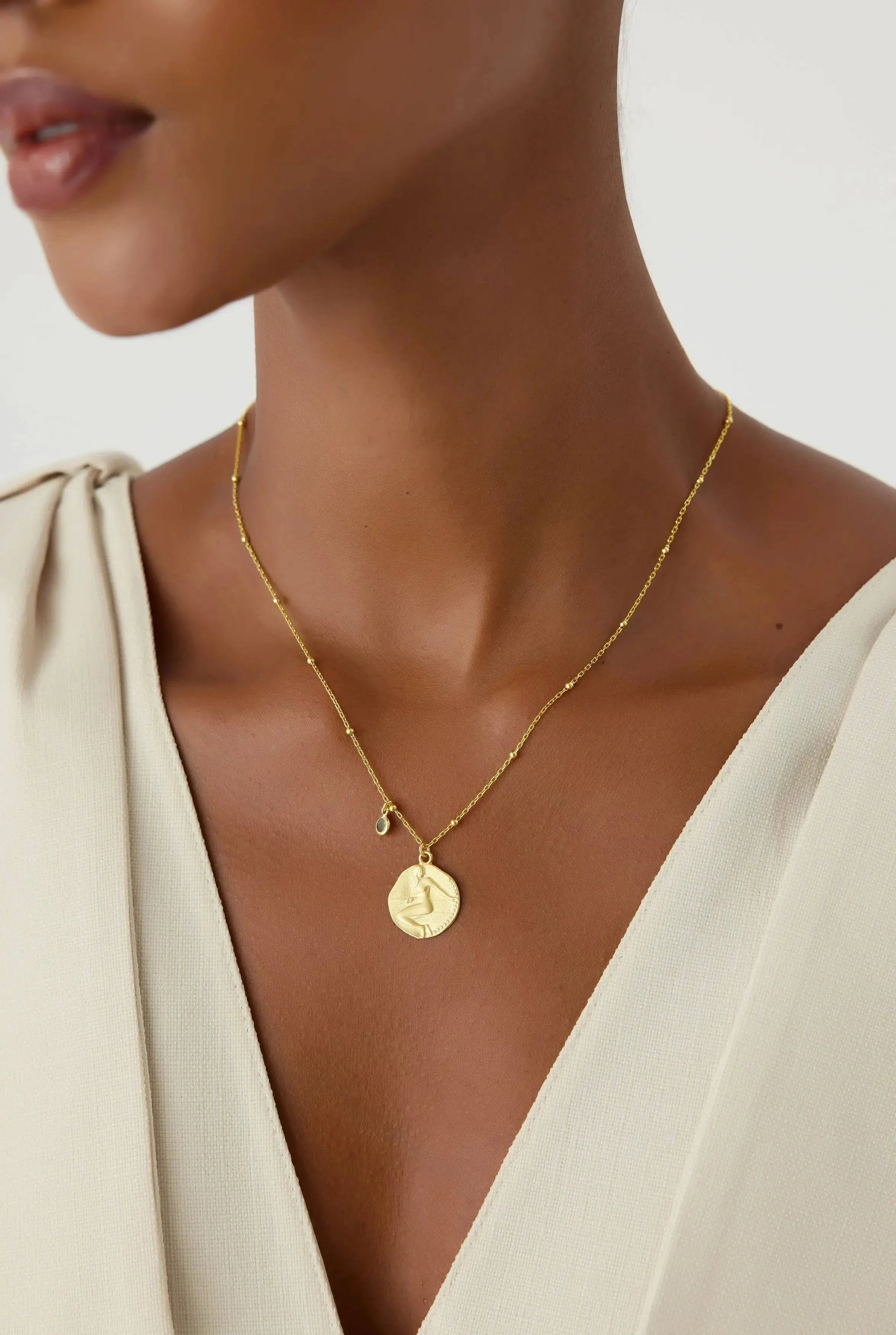 Zodiac Astrology Necklace with Birthstone, 18k Gold-Plated Personalized Celestial Jewelry