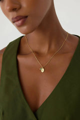 Initial Birthstone Necklace – 18K Gold-Plated Oval Pendant with Birthstone Charm