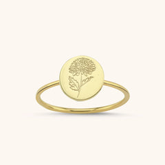 Birth Flower Ring – 18K Gold-Plated Sterling Silver Floral Jewelry