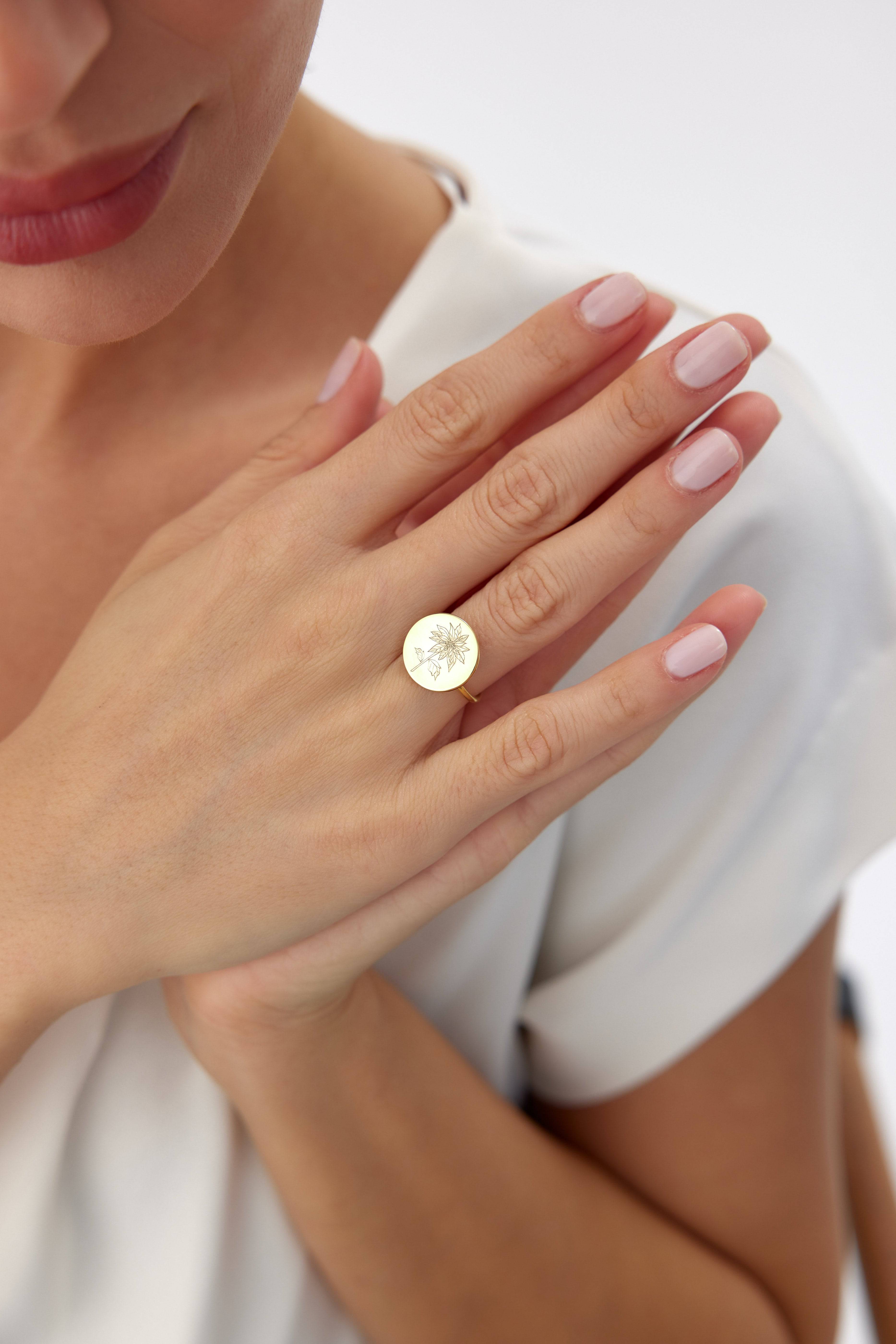 Custom Circle Birth Flower Ring