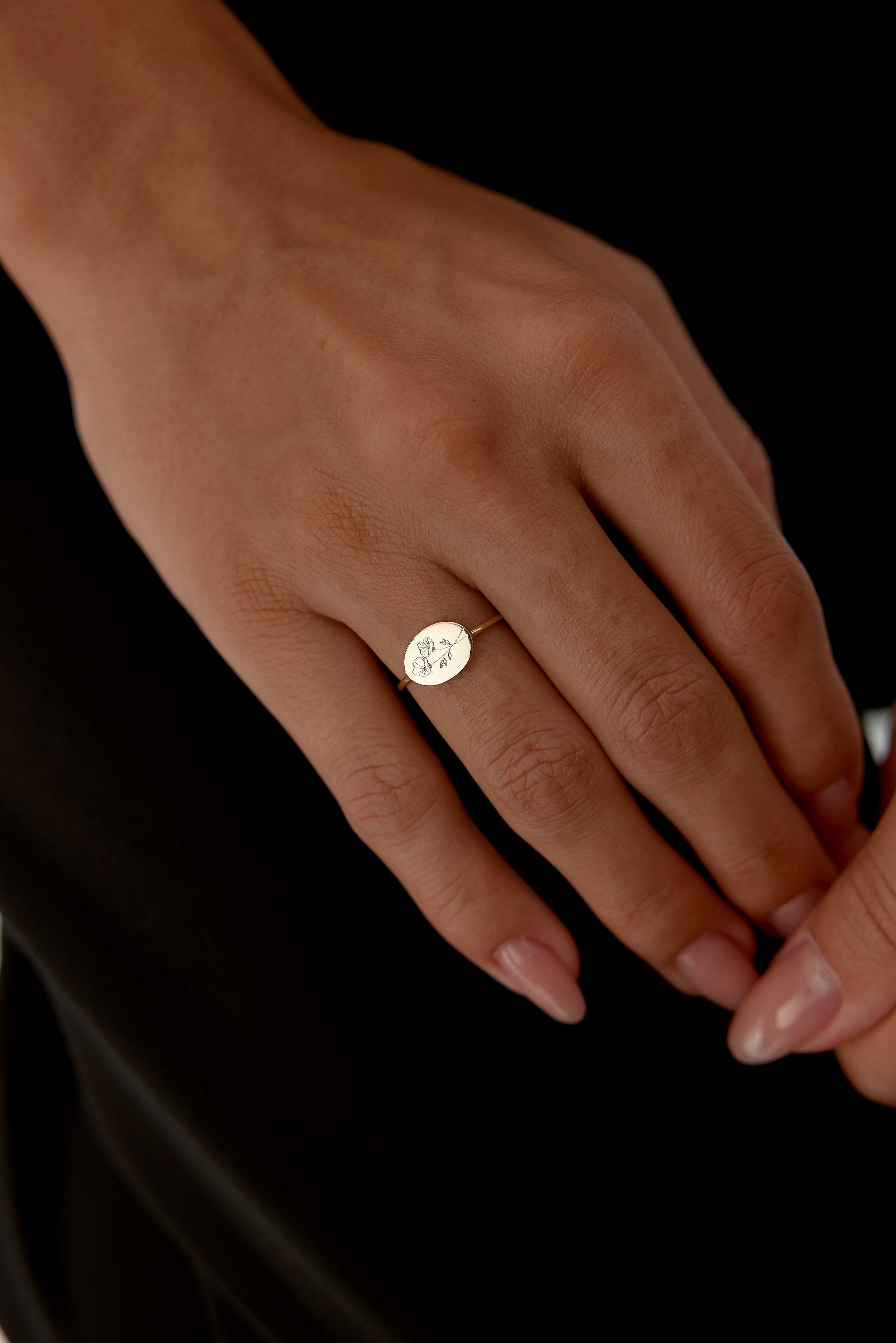 Floral Engraved Ring – 18K Gold-Plated Sterling Silver