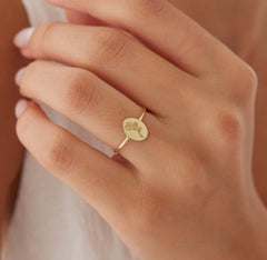 Tiny Birth Flower Ring – 18K Gold-Plated Sterling Silver Floral Jewelry