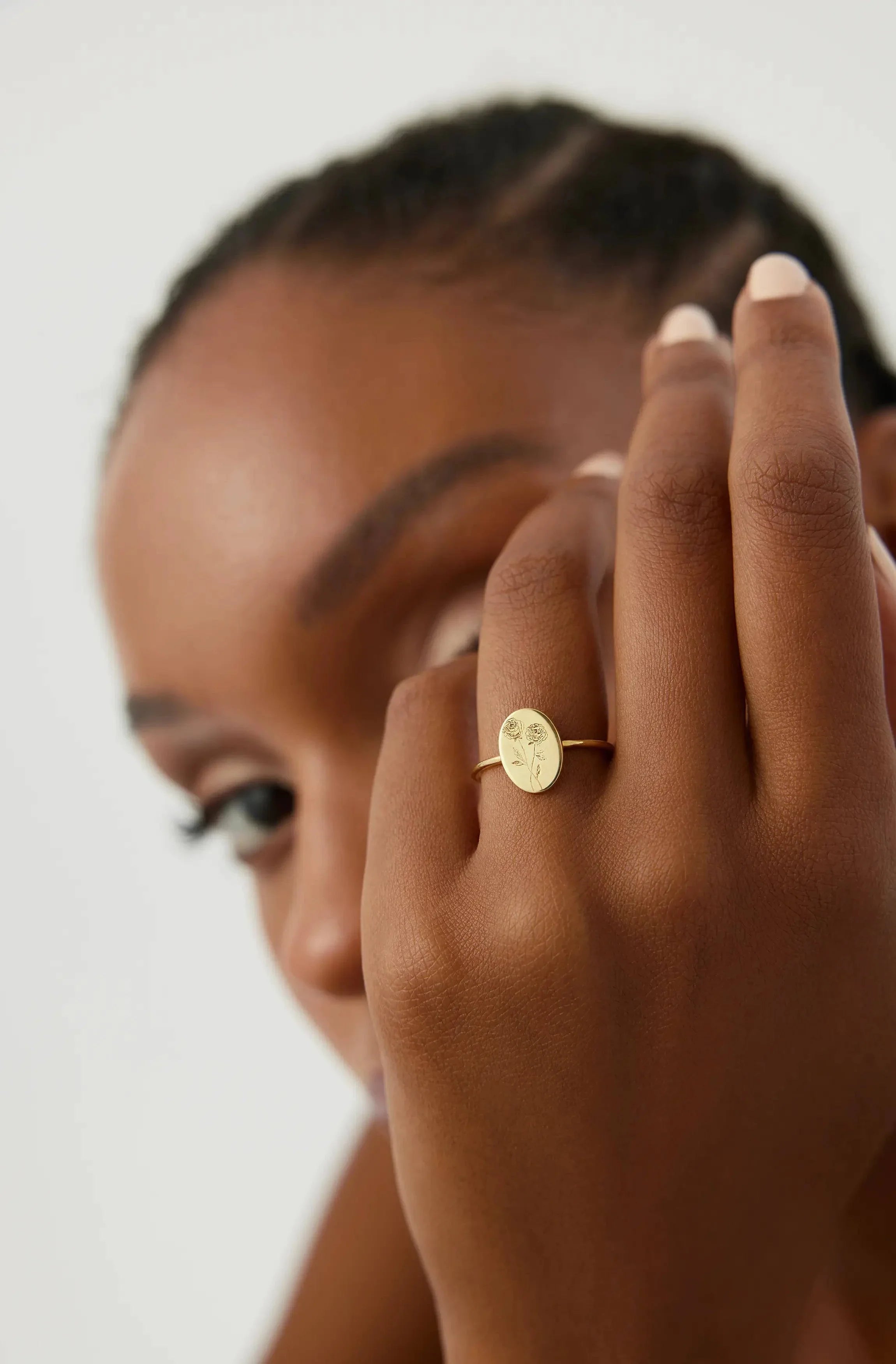 Tiny Birth Flower Ring – 18K Gold-Plated Sterling Silver Floral Jewelry