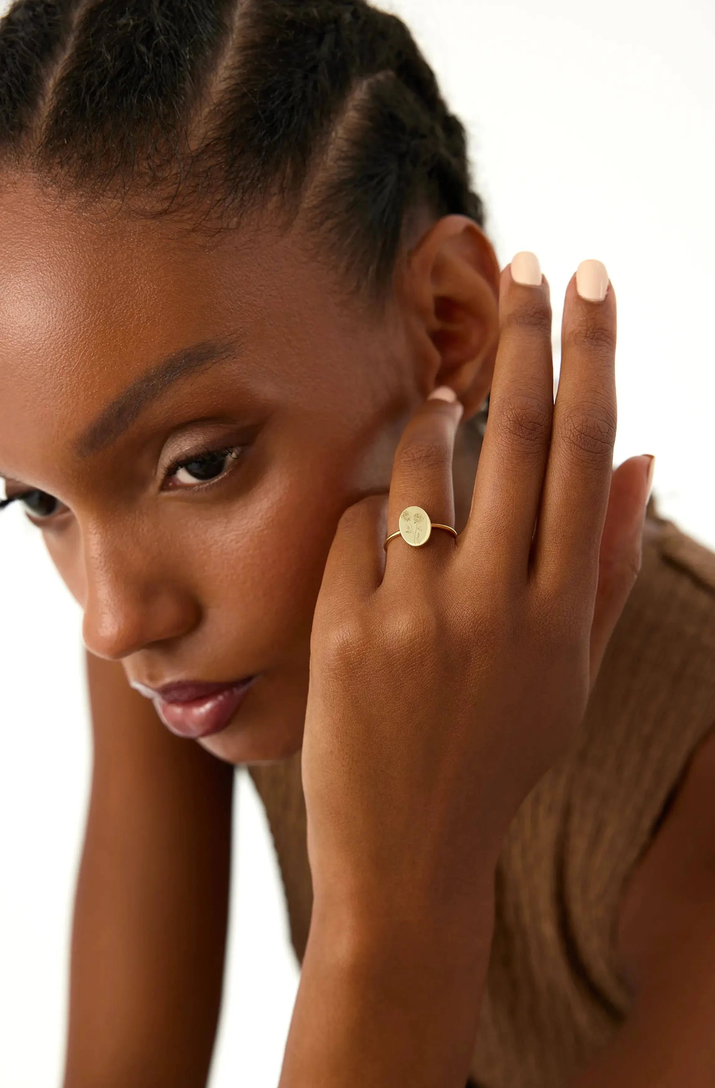 Tiny Birth Flower Ring – 18K Gold-Plated Sterling Silver Floral Jewelry