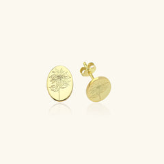 Birth Flower Earrings – 18K Gold-Plated Sterling Silver Floral Stud Earrings