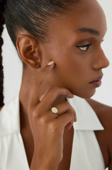 Horizontal Birth Flower Ring, 18K Gold-Plated Sterling Silver