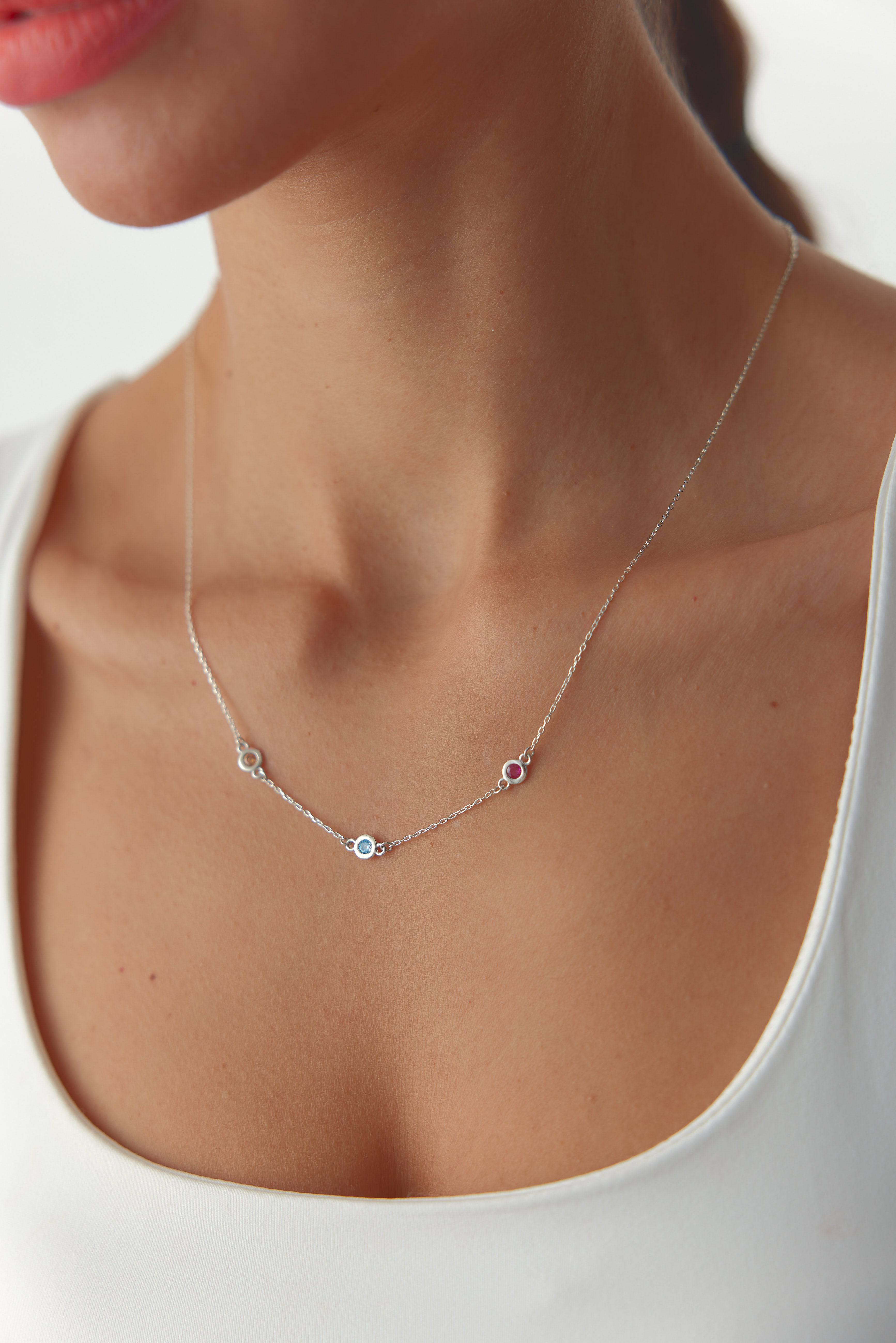 Dainty Multi-Birthstone Custom Family Necklace