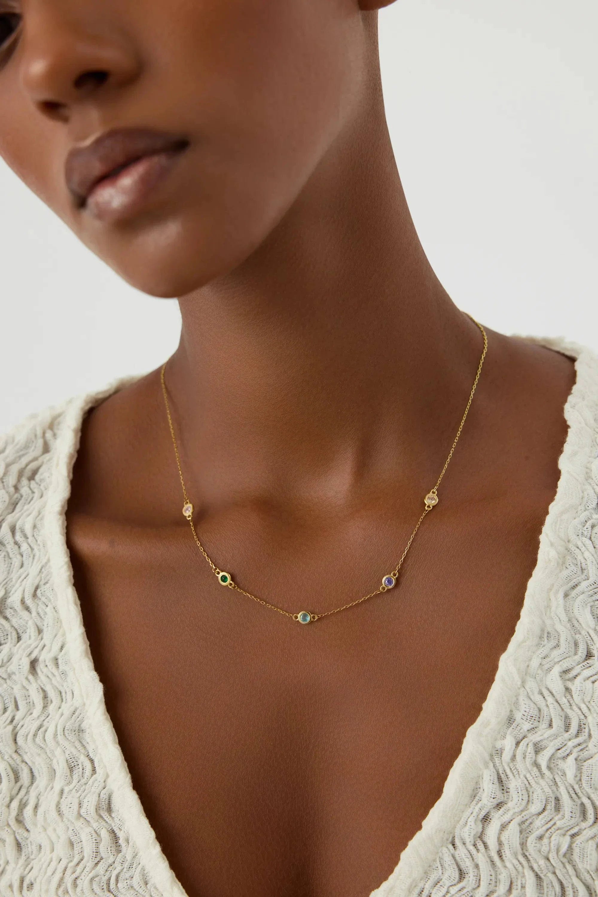 Dainty Multi-Birthstone Custom Family Necklace