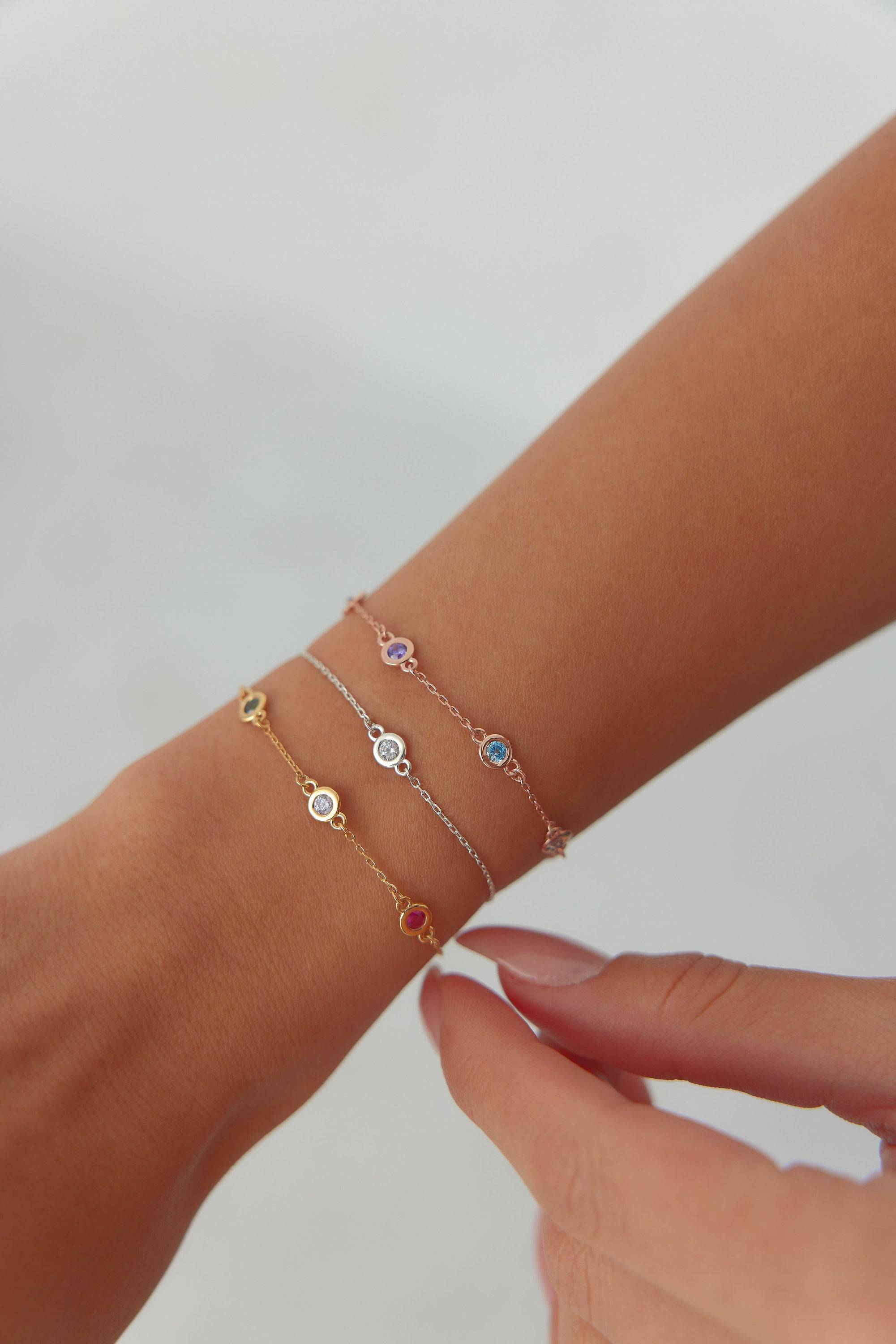 Customized Multi-Birthstone Family Bracelet