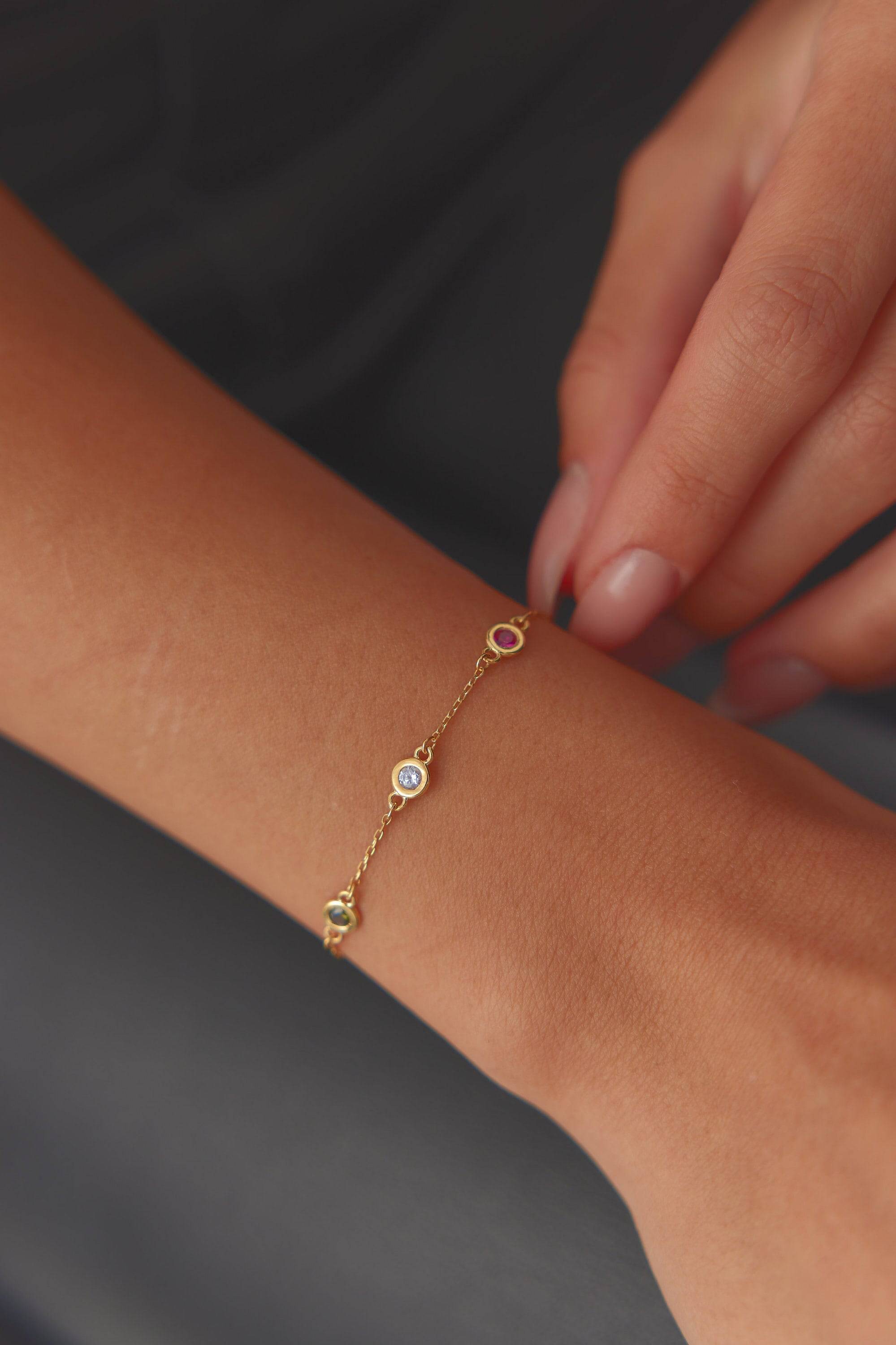 Customized Multi-Birthstone Family Bracelet