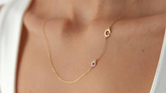 Birthstone and Initial Family Necklace – 18K Gold-Plated Sterling Silver