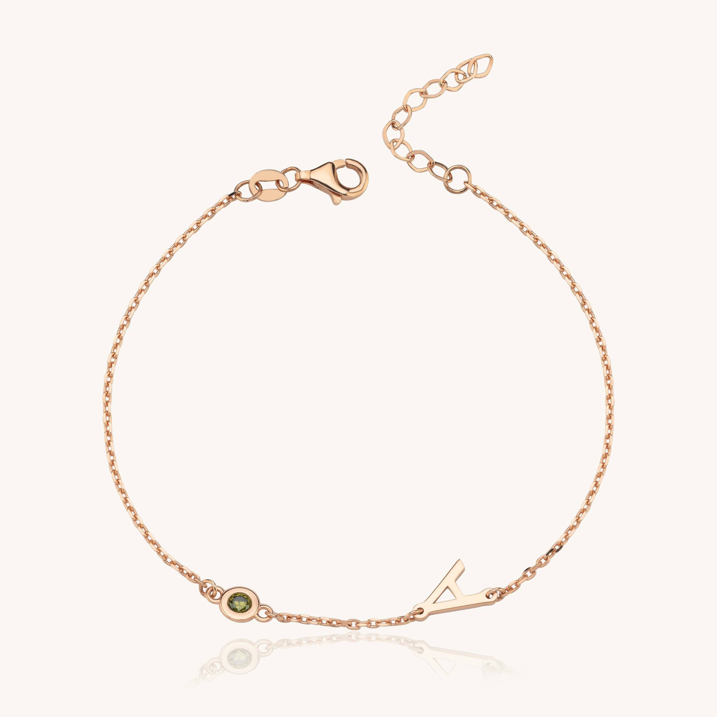 Birthstone and Initial Family Bracelet – 18K Gold-Plated Sterling Silver Customizable Bracelet