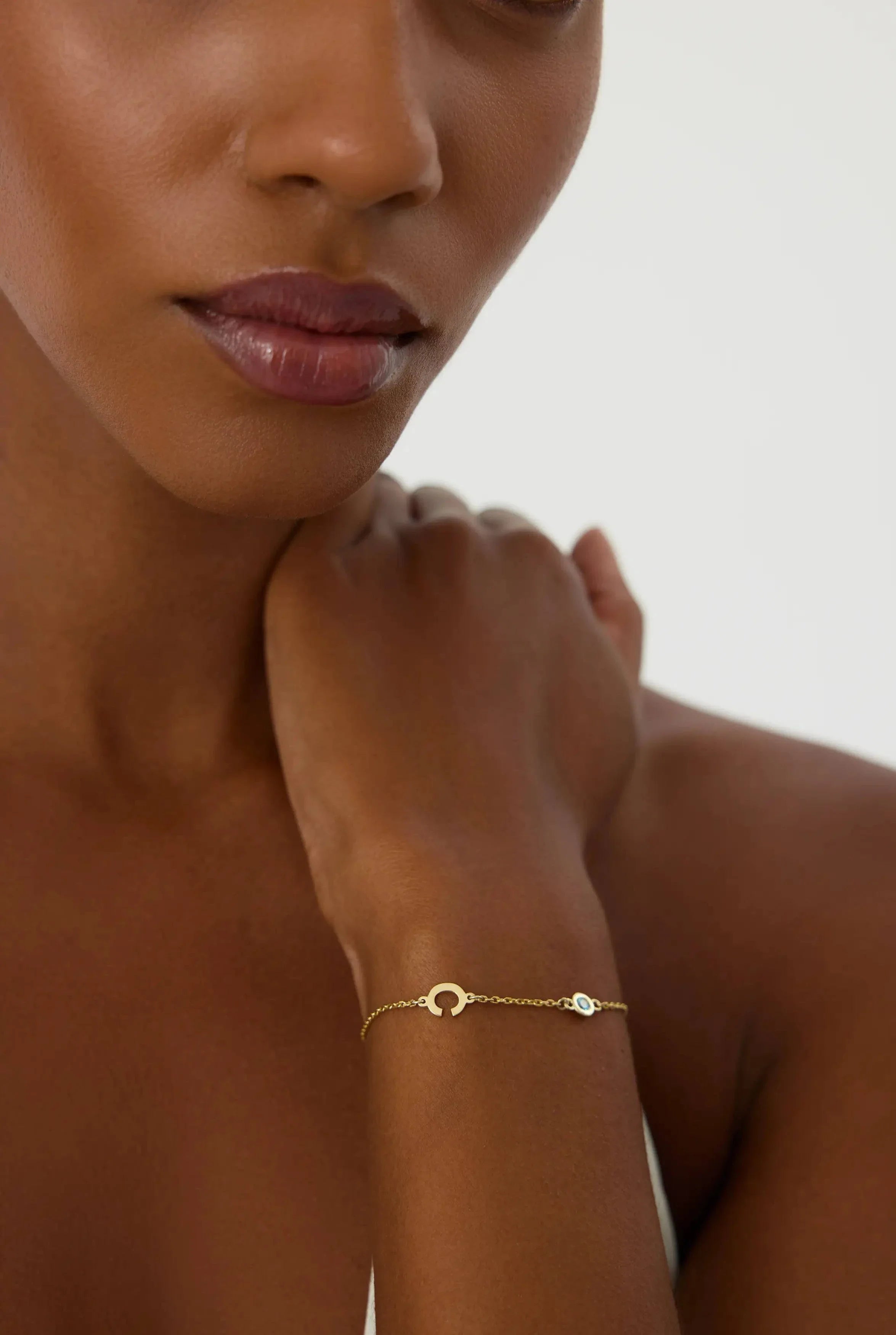 Birthstone and Initial Family Bracelet – 18K Gold-Plated Sterling Silver Customizable Bracelet