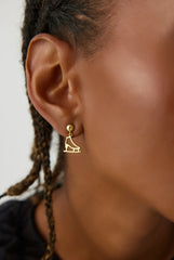 Gold Ice Skate Dangle Earrings | 925 Sterling Silver | Winter Sport Inspired Jewelry