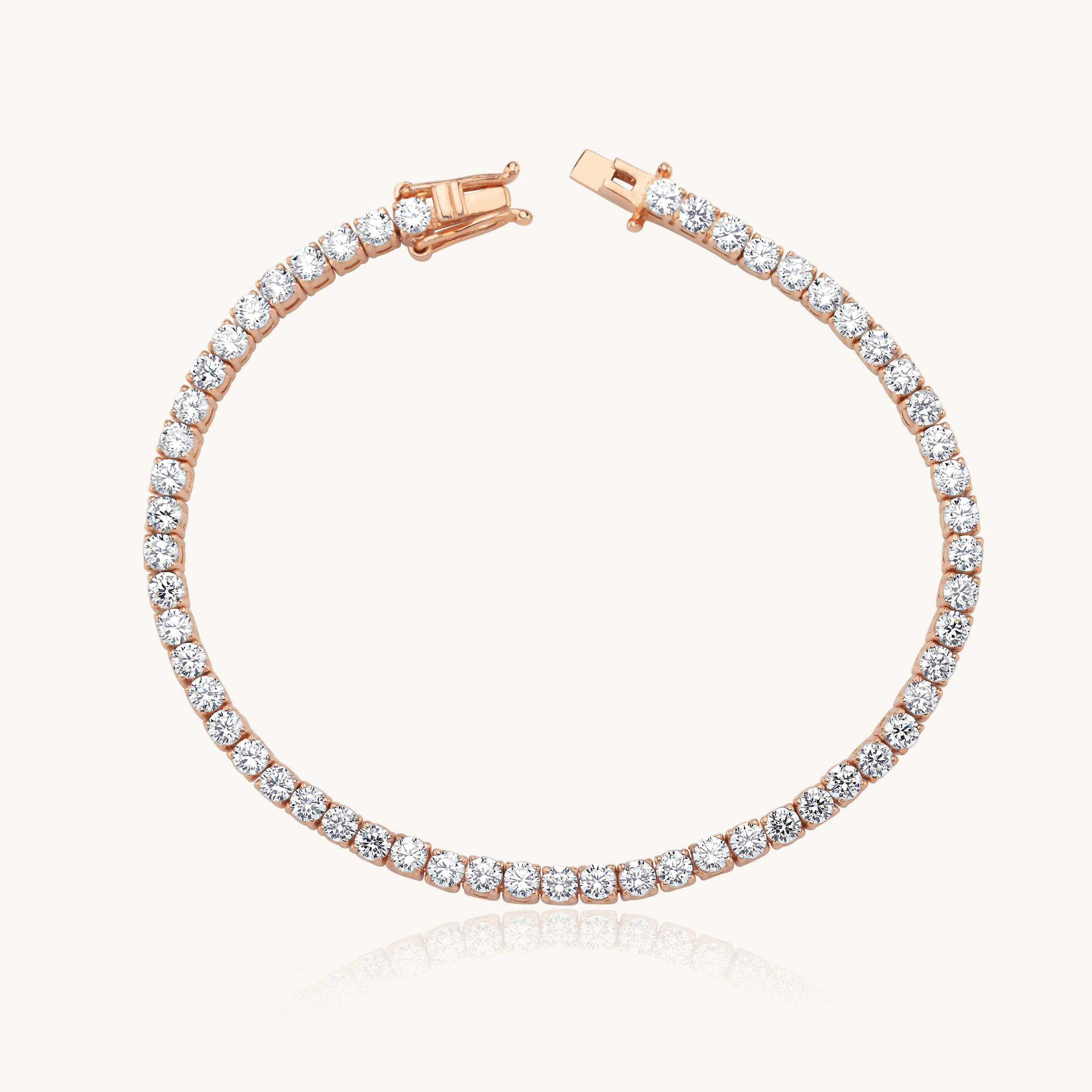 Tennis Bracelet – 18K White Gold-Plated 925 Sterling Silver with CZ Stones