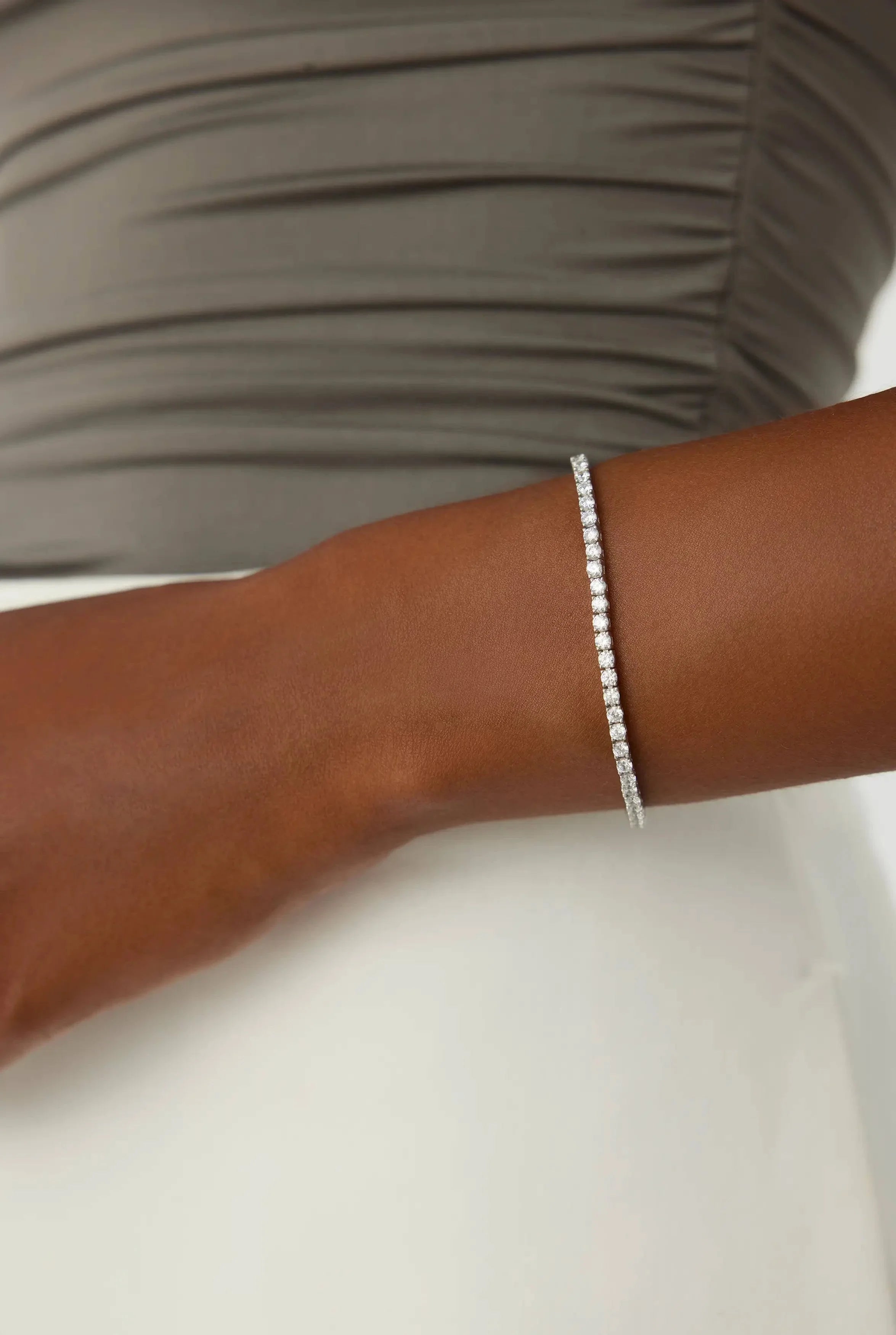 Tennis Bracelet – 18K White Gold-Plated 925 Sterling Silver with CZ Stones