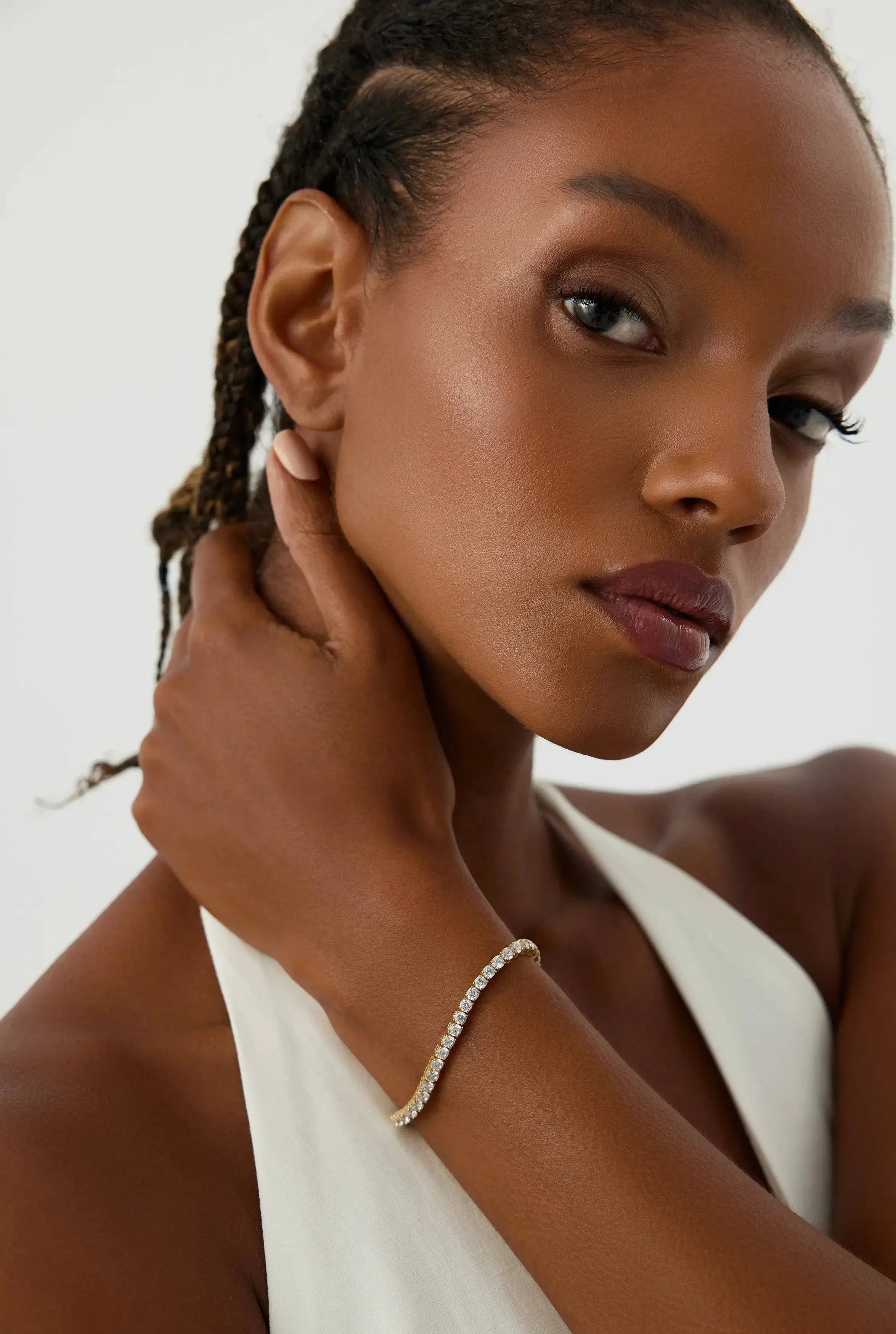 Tennis Bracelet – 18K White Gold-Plated 925 Sterling Silver with CZ Stones