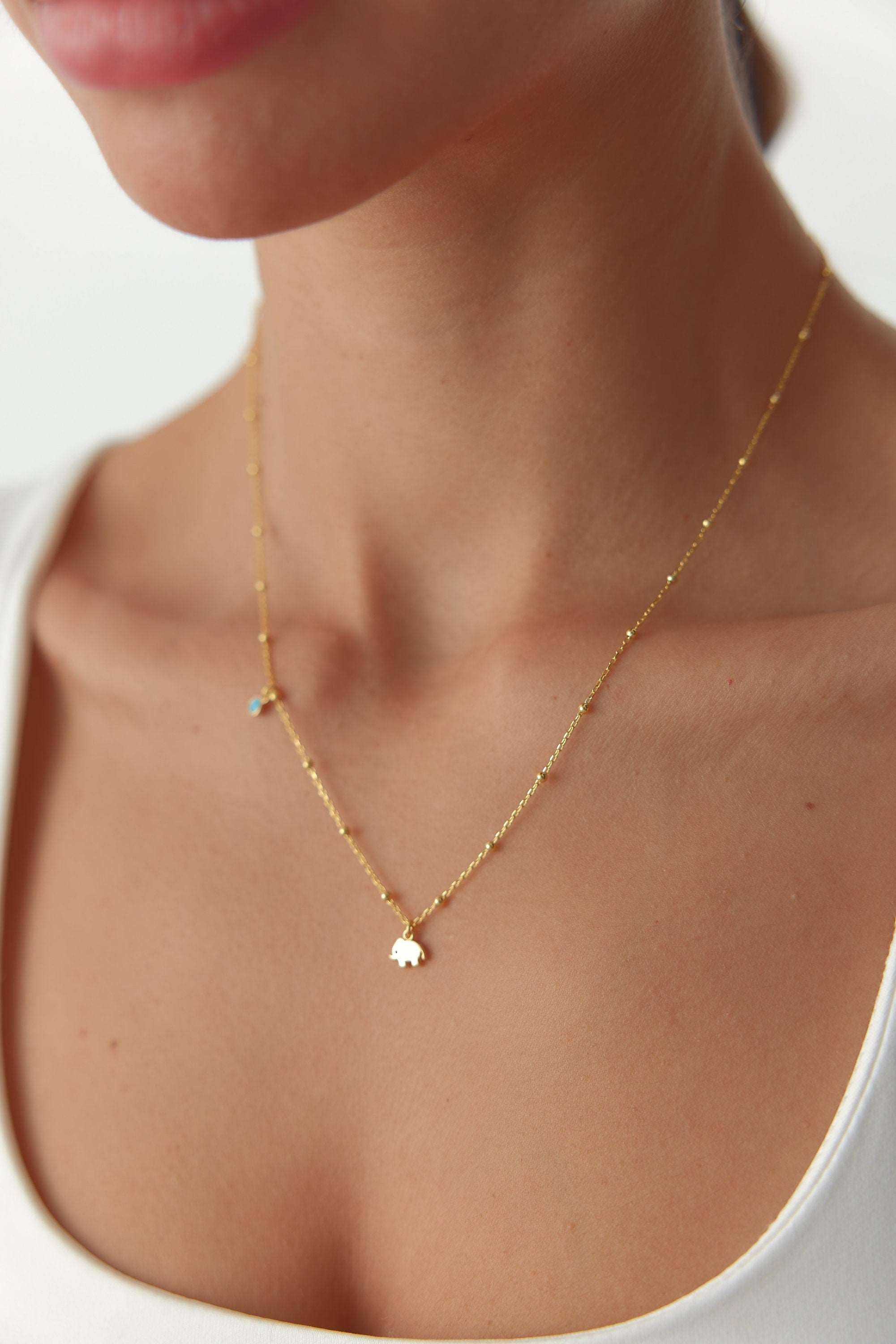 Dainty Elephant Figure Necklace