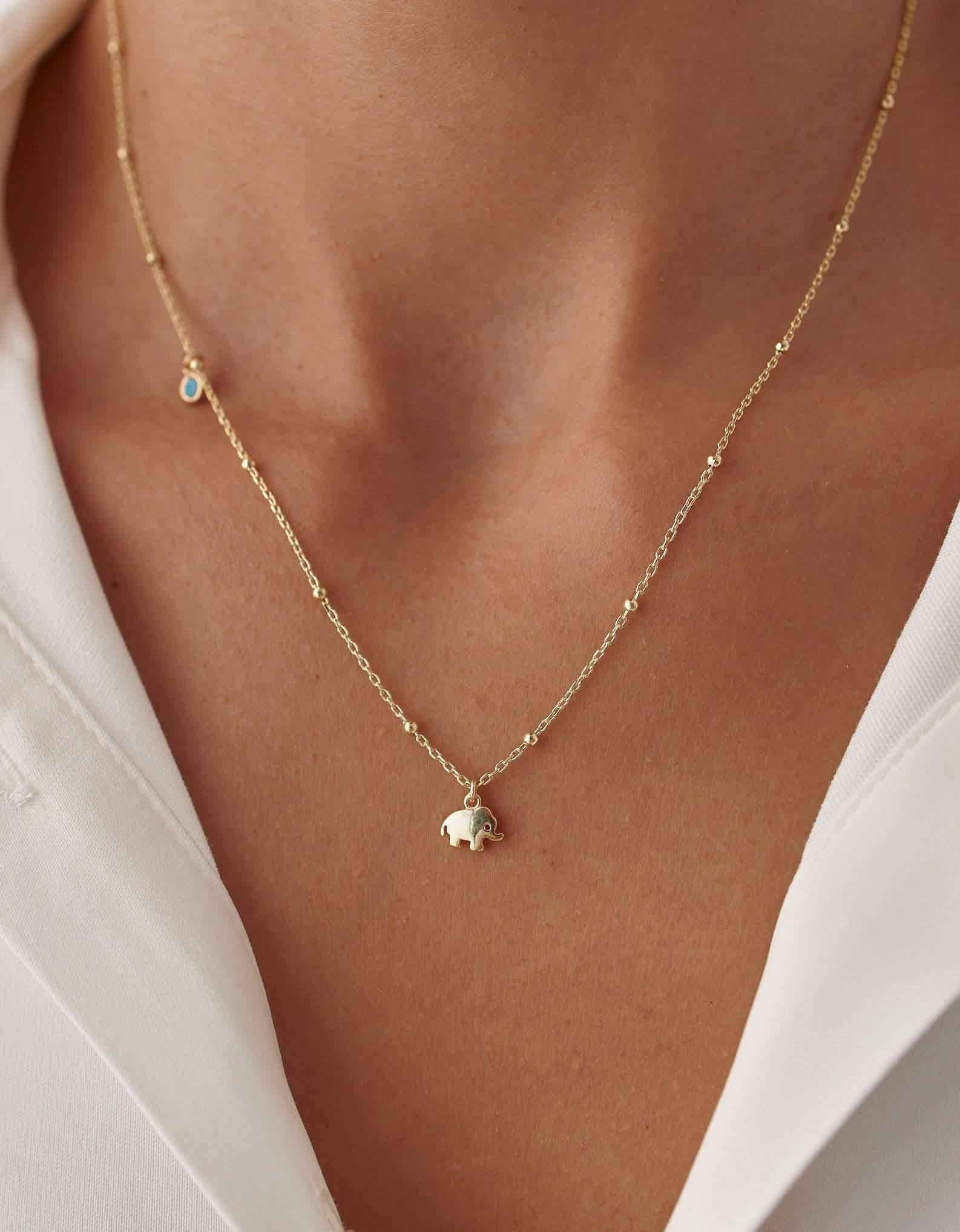 Dainty Elephant Figure Necklace