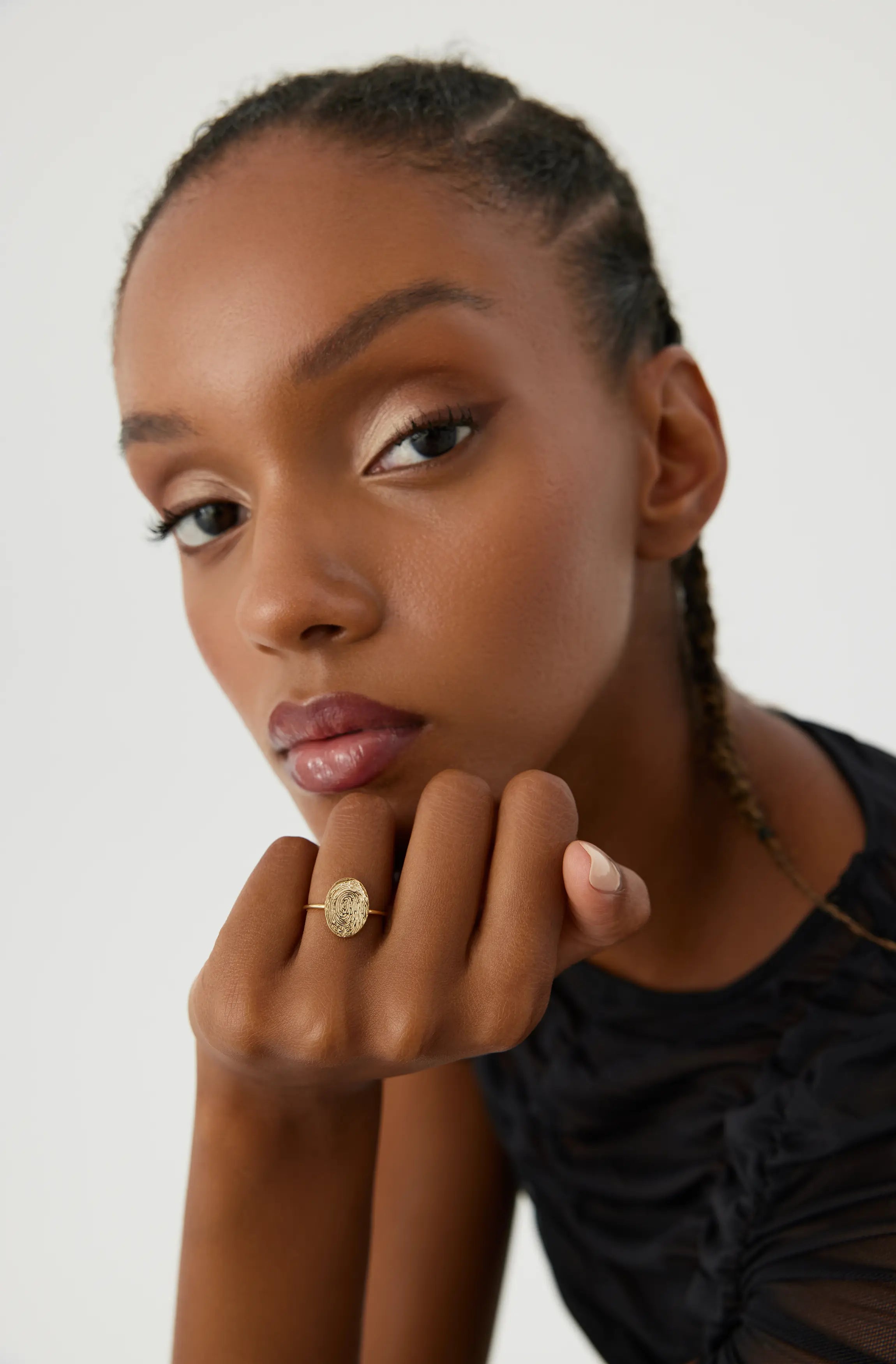 Dainty Minimalist Fingerprint Ring