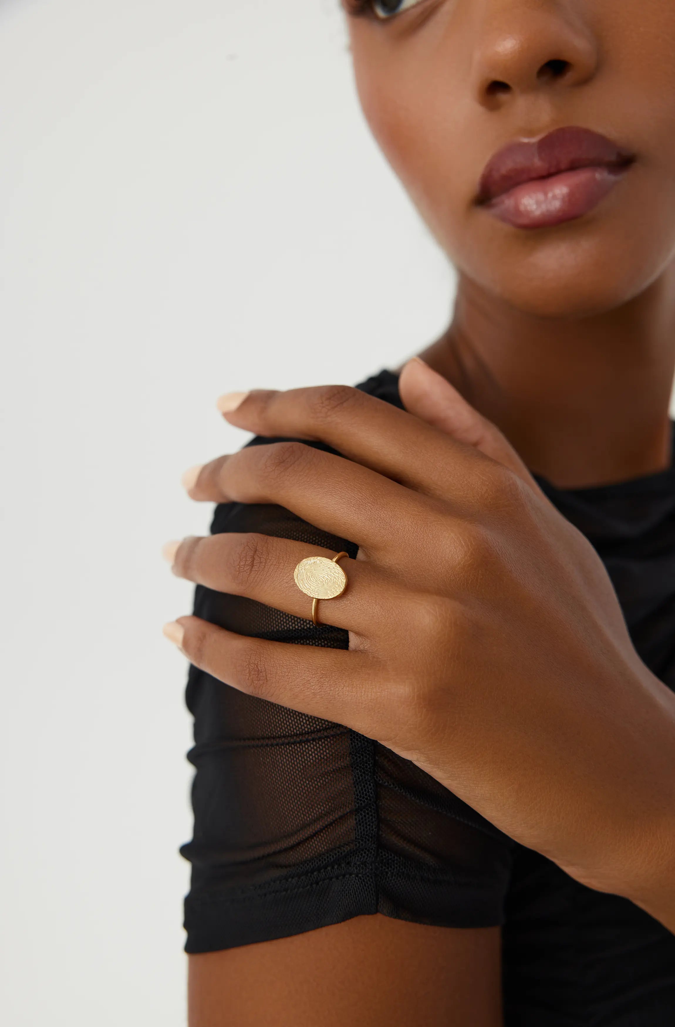 Dainty Minimalist Fingerprint Ring