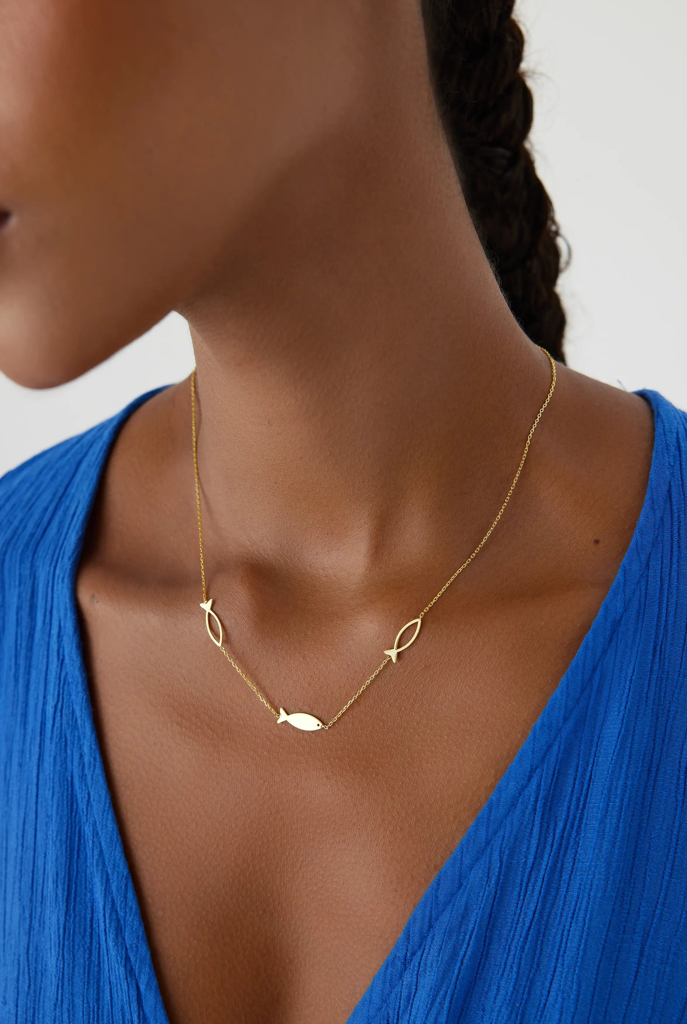 Dainty Minimalist Triple Fish Necklace