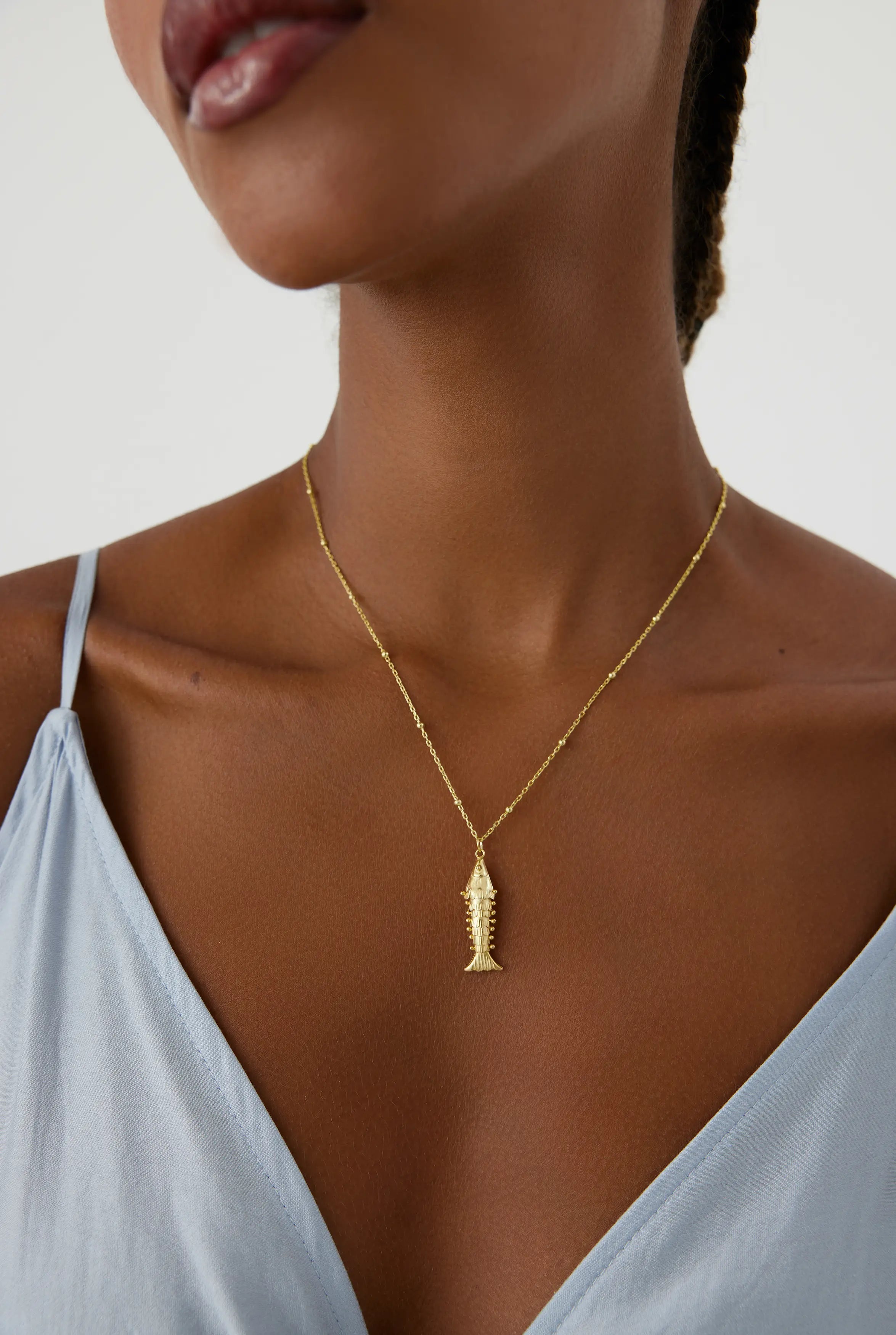 Fish Necklace, 18K Gold-Plated 3D Moving Fishbone Necklace