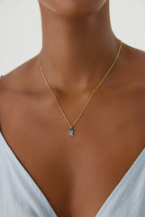 Fish Necklace with Colorful CZ Stones, 18K Gold-Plated Sterling Silver