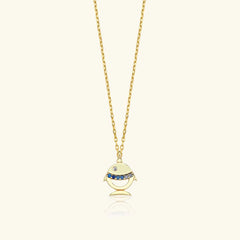 Tiny Fish Necklace with Colorful CZ Stone, 18K Gold-Plated Sterling Silver