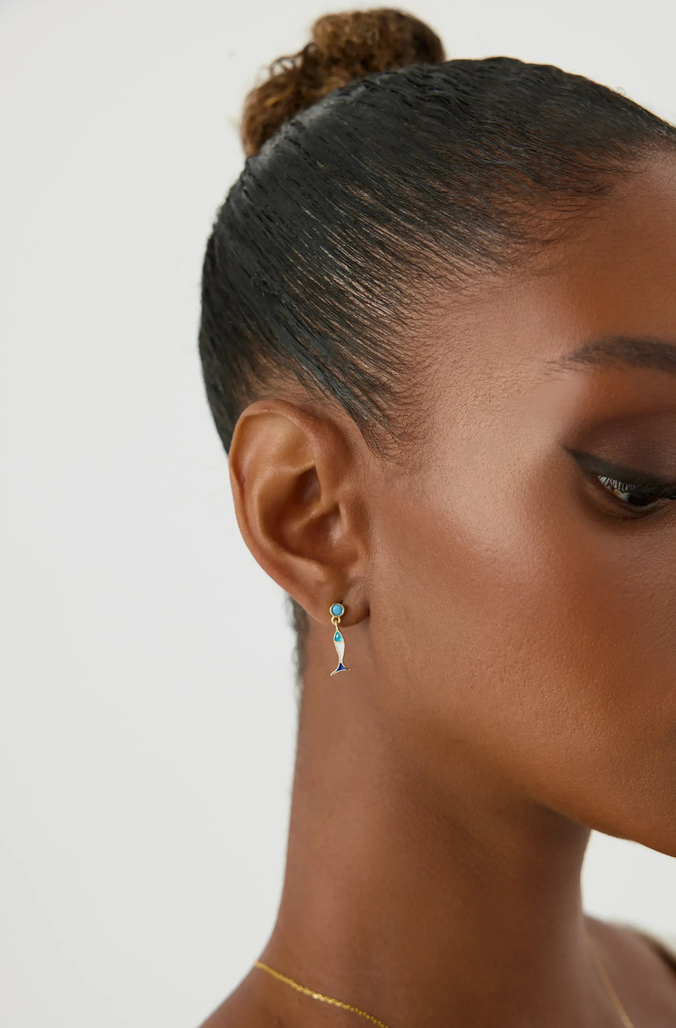 Double-Sided Fish Earrings - 925K Sterling Silver with Enamel