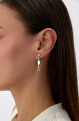 Gold Fish-Themed Initial Earrings with Turquoise Accent – 18K Gold-Plated Sterling Silver