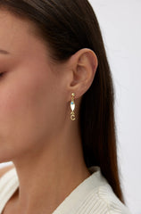 Gold Fish-Themed Initial Earrings with Turquoise Accent – 18K Gold-Plated Sterling Silver