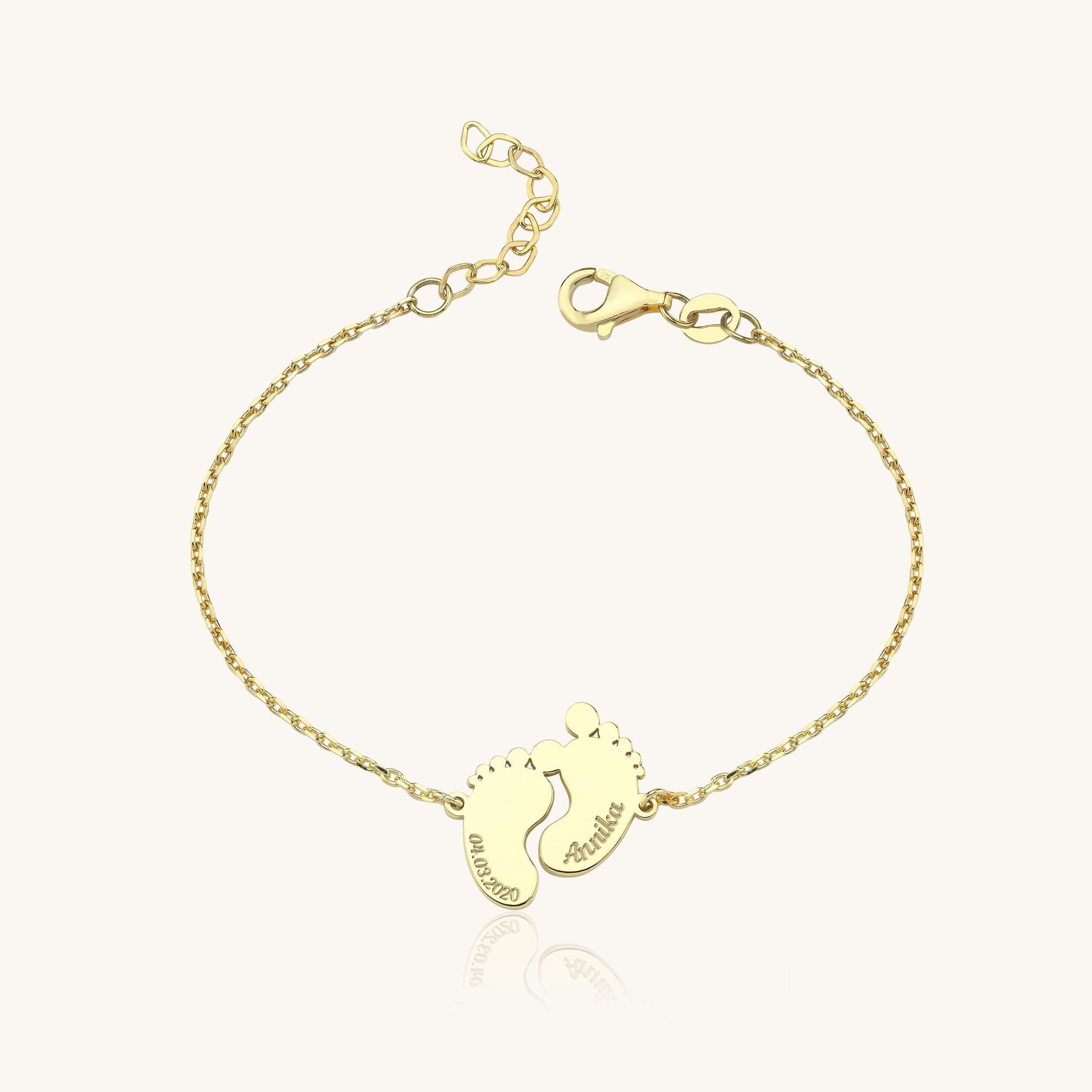Footprint Family Name Bracelet – 18K Gold-Plated Sterling Silver