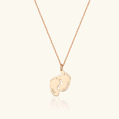 Baby Feet Name Necklace - 18K Gold-Plated Sterling Silver