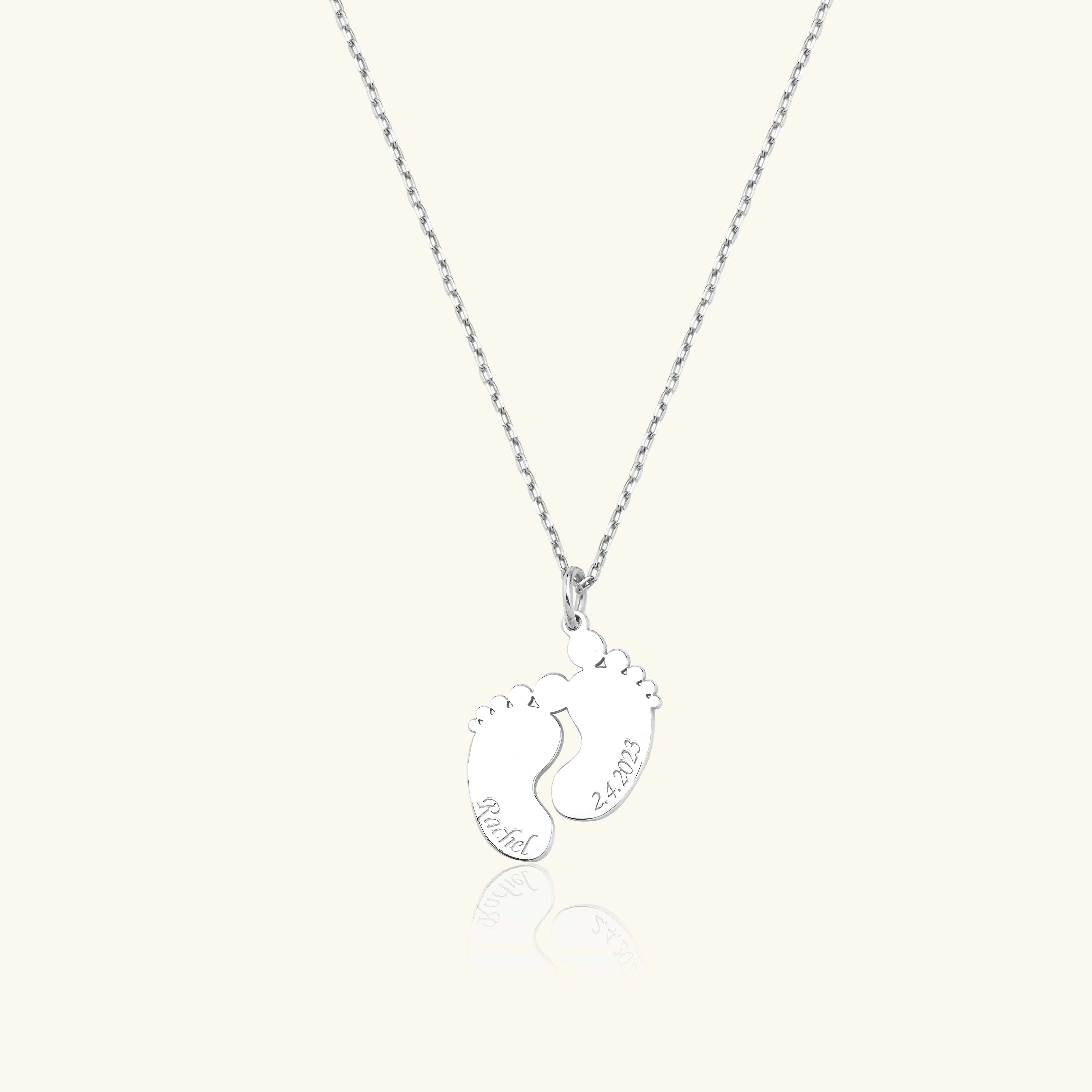 Baby Feet Name Necklace - 18K Gold-Plated Sterling Silver