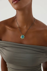 Aqua Chalcedony and Turquoise Necklace, 18K Gold-Plated Sterling Silver