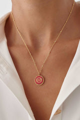 Personalized Red Stone Letter Coin Necklace, Pearl Letter Necklace, Mother Of Pearl Necklace, Custom Necklace, Silver Coin Necklace, Silver Initial Necklace, Silver Pearl Necklace