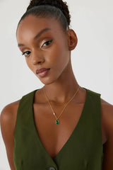 Teardrop Emerald Necklace – 18K Gold Plated Sterling Silver Pendant Necklace