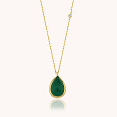 Teardrop Emerald Necklace – 18K Gold Plated Sterling Silver Pendant Necklace